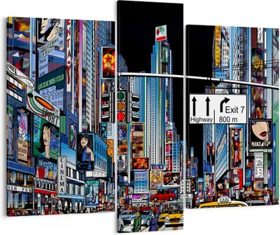 Produktbild von Bild auf Leinwand - Leinwandbild - Manhattan New York Straße - 95x80cm - Wand Bild - Wanddeko - Leinwanddruck - Bilder - Kunstdruck - Wanddekoration - Leinwand bilder - Wandkunst - CB95x80-2720