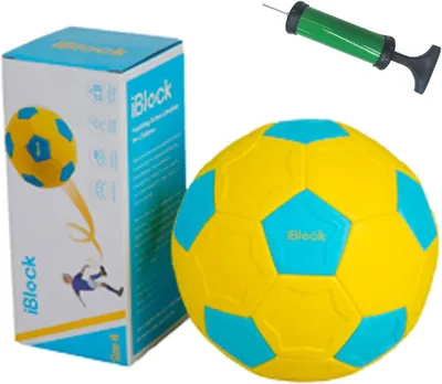 Obrázok produktu pre Futbalový loptička pre deti, veľkosť 4, mäkká lopta vhodná na triky, modrá a žltá, vrátane pumpičky, určená na vonkajšie použitie