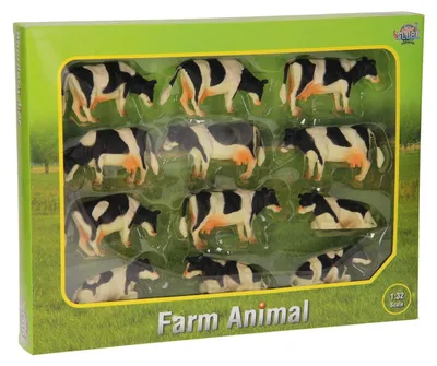 Obrázok produktu pre Detský glóbus Farmárska krava čiernobiela 1:32 stojaca/ležiaca 12ks v krabici
