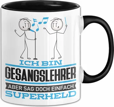 Produktbild von Gesangslehrer Geschenk Tasse Ich Bin Gesangslehrer Aber Sag Doch Einfach Superheld Lustige Geschenkdiee für Gesangslehrer Kaffee-Becher (Schwarz)