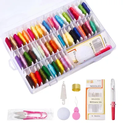 Immagine prodotto di Kit di fili da ricamo con 50 colori e contenitori per la conservazione - Accessori per il ricamo