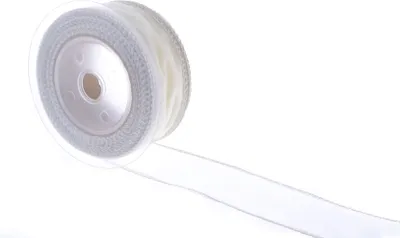 Produktbild von Organzaband 4 cm x 25 m Rand genäht, formbar - Organzabänder 4 cm Band champagner weiß