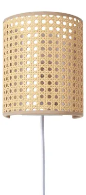 Immagine prodotto di Alpinaluz Applique Da Parete SUKI In Rattan Beige Con Spina E Interruttore, Lampada Boho E27 Per Camera, Soggiorno E Corridoio