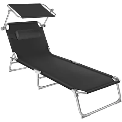 Produktbild von tectake® Sonnenliege Chloé 4-stufig mit Kopfpolster, verstellbar, mit Sonnendach