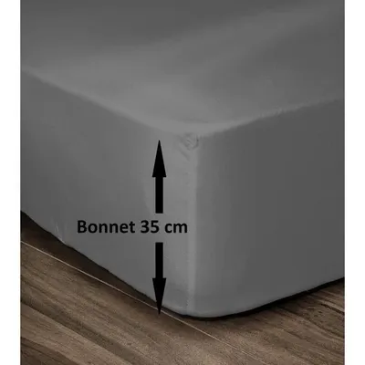 Produktbild von LOVELY HOME Spannbetttuch 100% Baumwolle 180x200cm - Mütze 35cm - Dunkelgrau