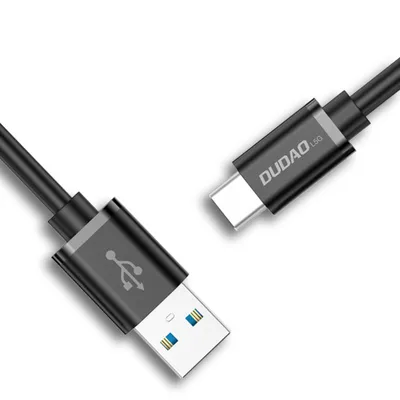 Produktbild von Dudao USB auf USB Typ C Kabel, Super Schnellladung, 1m, Schwarz (L5G-Black)