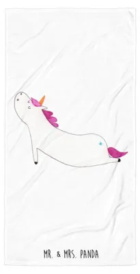 Produktbild von Mr. & Mrs. Panda Strandtuch Einhorn Yoga - Weiß - Geschenk, Sport, Poolhandtuch, Großes Badehandtuch, Badelaken, Entspannung, Süß, Einhörner, Unicorn, Handtuch