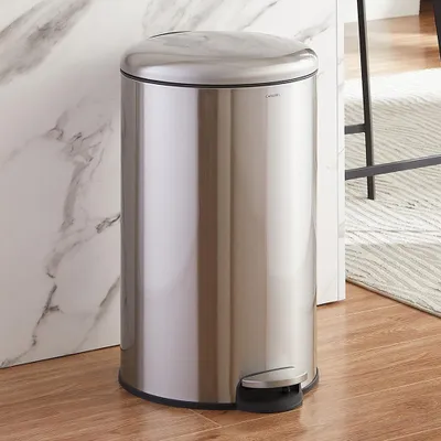 Produktbild von CASABEL Mülleimer Küche 50L, 100% Edelstahl, Resistent gegen Fingerabdrücke, Runder Treteimer mit Fußpedal, Abfalleimer mit Deckel für Bad, Küche, Büro, Chrom