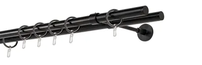 Produktbild von Gardinenstange auf Maß 20mm Match 2-lauf Wandträger 20cm Farbe: Schwarz, Größe: 100cm
