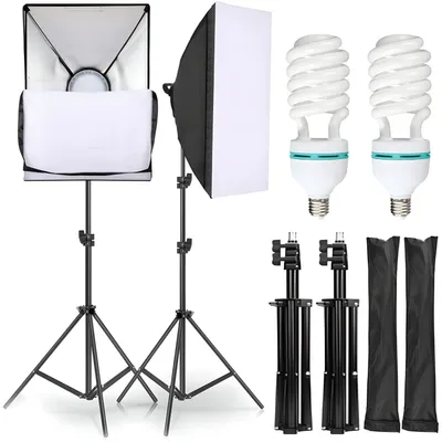 Produktbild von Profesionálny fotografický štúdiový set Softbox s 2x 135W fotografickými lampami 2x skladacia štúdiová lampa Statív Osvetlenie Portréty Fotografovanie produktov Fotografovanie videa Retoo