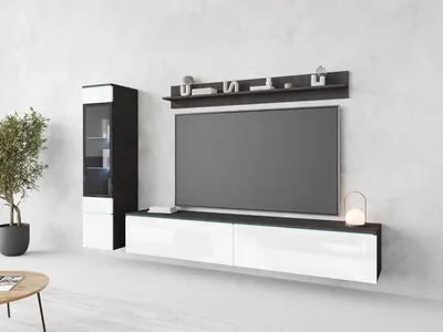 Obrázek produktu pro MINIO go for it, nástěnná skříňka, 3dílná sada, "Veve 1", nástěnná, volně stojící, bez osvětlení, barva Matera/bílá vysoký lesk