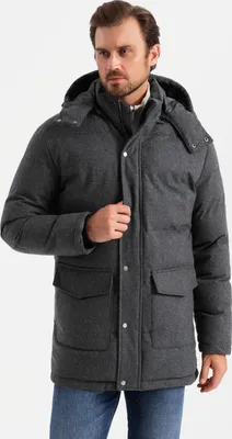 Produktbild von Ombre Clothing Parka für Männer Birrissa schwarze Melange XXL