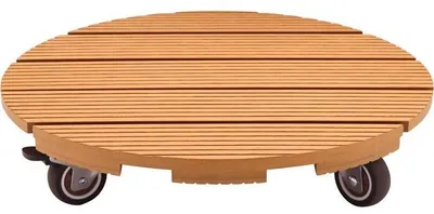 Obrázok produktu pre Vozík na rastliny, vzhľad dreva WPC, Ø 38 cm, výška 8,6 cm, 4 kolieska, nosnosť 100 kg
