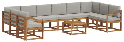 Produktbild von vidaXL Outdoor-Sofagarnitur mit Kissen 11 pcs Natürlich und Hellgrau