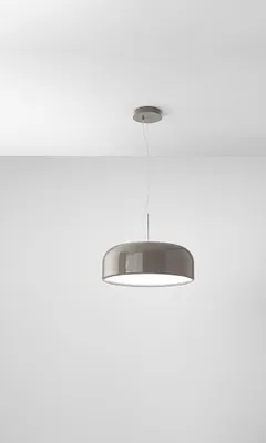 Immagine prodotto di Lampada a Sospensione in Metallo Tortora Lucido con LED Integrato CCT Dimmerabile, Diametro 48,5 cm, Altezza Regolabile fino a 318 cm - Perenz