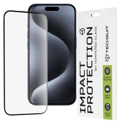 Obrázok produktu pre Techsuit 111D Full Cover / celopolepené tvrdené sklo - iPhone 15 pro - Čierna