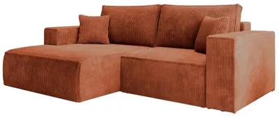 Produktbild von Selsey Farese Mini – Ecksofa mit Cordbezug, Schlaffunktion und Stauraum, Rostrot, links