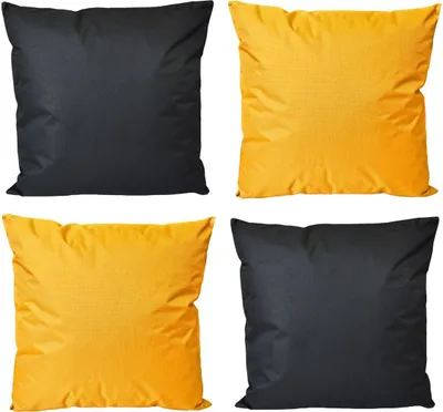 Produktbild von JACK 4x Outdoor Lounge Kissen 45x45cm viele Farben Dekokissen inkl. Füllung Wasserfest Sitzkissen Garten Stuhl, Farbe:2x Schwarz - 2x Gold