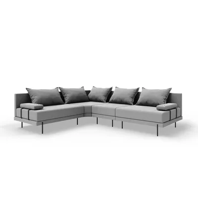 Produktbild von TRADA Gartenecksofa Bahama L Grau 298x298 cm Gartenmöbel set Wasserabweisend Stoff