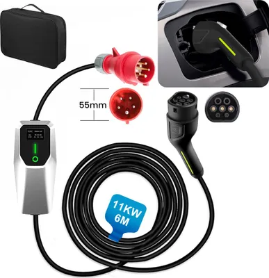 Obrázok produktu pre Mobilná nabíjačka EV Wallbox 11 kW typ 2 6 m nabíjací kábel 3-pólová zástrčka 6-16 A CEE s taškou na prenášanie