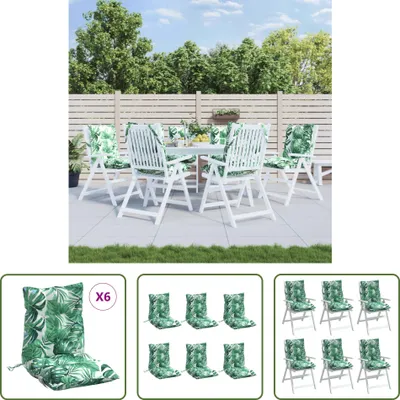 Produktbild von The Living Store Niedriglehner-Auflagen 6 Stk. Blattmuster Oxford-Gewebe