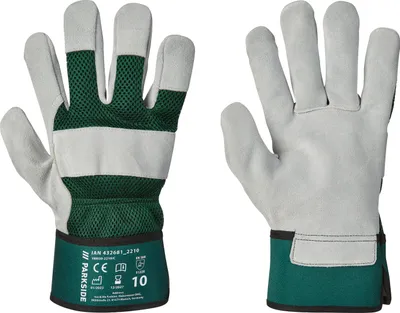 Produktbild von PARKSIDE D H Arbeitshandschuhe Leder Best Green/Light Grey Size 10 4 Stck.