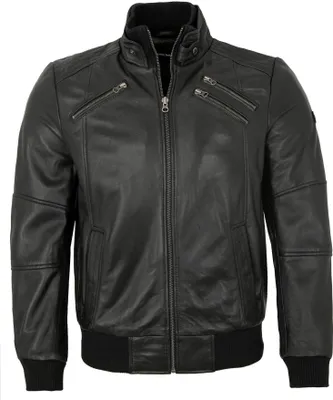 Produktbild von Bruno Banani - Herren Lederjacke Blouson Lammnappa schwarz Größe 50