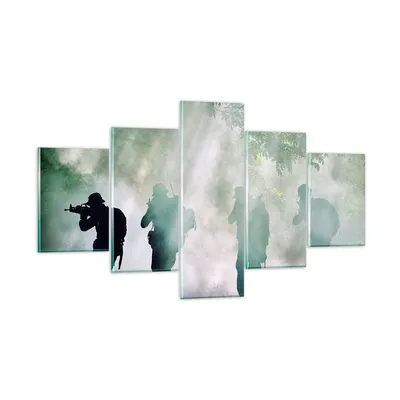 Produktbild von Bilder auf glas - Soldat Gewehr - 125x70cm - Glasbilder - Wandbilder - Bilder - Kunstdruck - zum Aufhängen bereit - Wanddekoration aus Glas - Glas Bilder - Wandbild auf Glas - 5 Teile - GEA125x70-3976