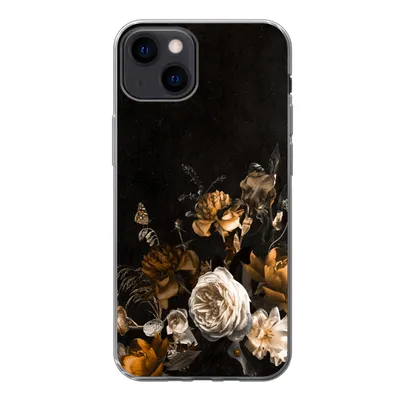 Produktbild von MuchoWow® Handyhülle Schutzhülle Hülle für iPhone 13 Blume - Gold - Muster Silikon Softcase Handy Hülle - Karteninhaber