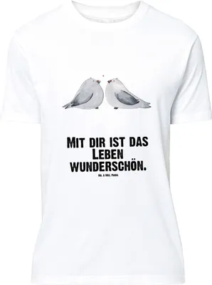 Produktbild von Mr. & Mrs. Panda Tshirt Turteltauben Liebe - Weiß - Geschenk, Freundin, S T-Shirt, Lustiges, Jersey-Shirt, Jahrestag, Pärchen, Hochzeitstag, Shirt