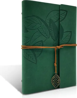 Produktbild von Leather Notebook Vintage Refillable Bound Beautiful Travel Diary Ring Binder Sketchbook Vintage Notebook (A5 Green, Green)