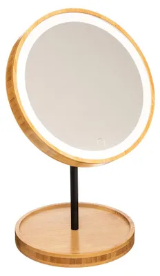 Immagine prodotto di 5five Simply Smart | Specchio cosmetico LED - Rotondo - Bambù - con 3 intensità di luce - Elegante e rispettoso dell'ambiente