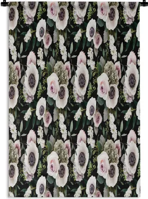 Produktbild von MuchoWow® Wandteppich Wandbehang Blumen - Rosen - Anemone - Flieder 120x180 cm Tapisserie Dekoration Wandtuch - Schlafzimmer - Dekorationen für das Haus