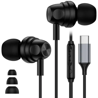Zdjęcie produktu dla Słuchawki USB-C z kablem, dokanałowe, czarne