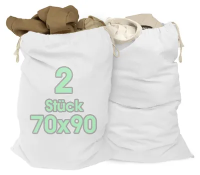 Produktbild von ELES VIDA® - XXL Wäschebeutel 2 Set 70x90cm aus 100% Baumwolle - Extra