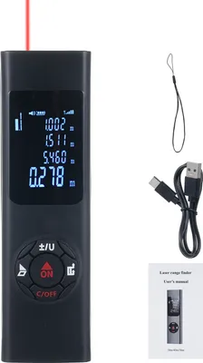 Produktbild von 40M Laser-Entfernungsmesser, IP54 Wasserdicht, misst Entfernung, Fläche, Volumen, Pythagoras, mit LCD-Hintergrundbeleuchtung