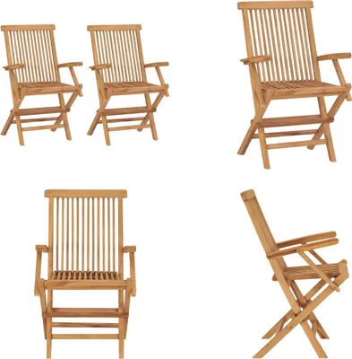 Produktbild von vidaXL Klappbare Gartenstühle 2 Stk. Massivholz Teak - Gartenstuhl - Gartenstühle - Holz Gartenstuhl - Holz Gartenstühle