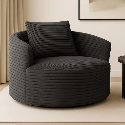 Produktbild von Sessel MCW-P18, Loungesessel Relaxsessel Polstersessel Cocktailsessel, Stoff/Textil Cord (370g/m²) dunkelgrau