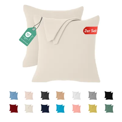 Produktbild von Jersey Kissenbezug 2er Set 40x80 cm 100% Baumwolle Creme