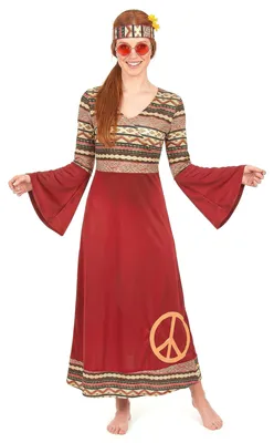 Immagine prodotto di Hippiekleid 60er Retro Damenkostüm bordeaux-bunt - XL