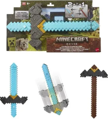 Zdjęcie produktu dla Mattel - Minecraft The Movie Akcesorium Premium: Przemienny Miecz i Kilof