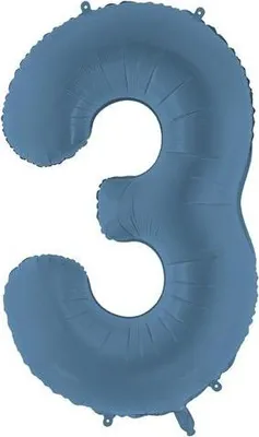 Image de Ballon en plastique nombre "3", 86cm, bleu marine