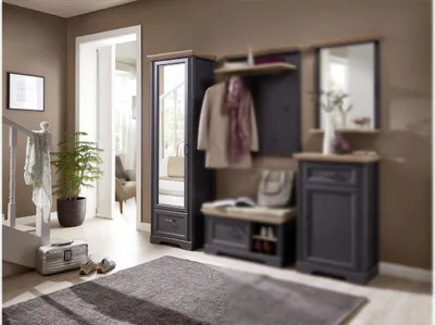 Produktbild von Garderobenschrank Jasmin Flurmöbel graphit und Artisan Eiche 65x204 cm