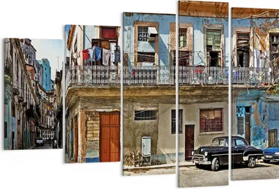 Produktbild von Bild auf Leinwand - Leinwandbild - 5 Teile - Kuba Havanna Balkon - 150x100cm - Wand Bild - Wanddeko - Wandbilder - Leinwanddruck - Bilder - Wanddekoration - Leinwand bilder - Wandbild - EG150x100-4255