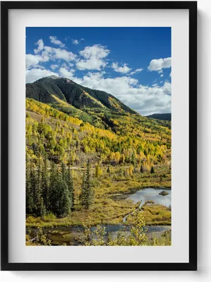 Produktbild von Landschaft Bergvegetation– Wandbild mit Rahmen – Gerahmtes Bild  – Wanddekoration – 50x70 cm –  Schwarz Rahmen