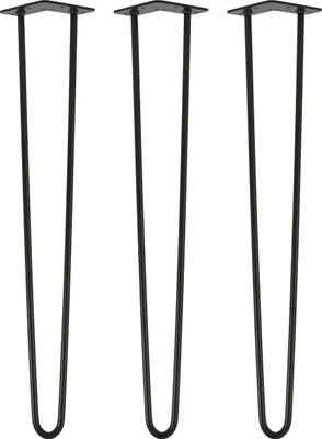 Produktbild von Natural Goods Berlin HAIRPIN Legs, Haarnadelbeine, Möbelfüße, Tischbeine, Schwarz, 71 cm, 2 Streben, 3 Stück