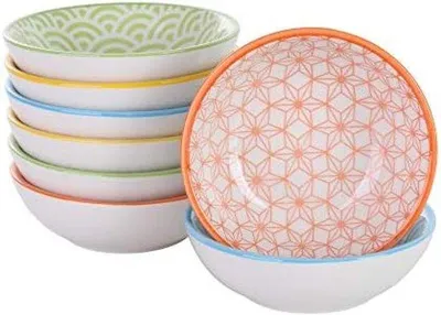 Produktbild von Keramische Schüssel Set 8-teilig mit Dip-Schale 80ml für Snacks und Sushi