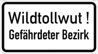 Produktbild von Verkehrsschild VZ2532, Wildtollwut! Gefährdeter Bezirk, Alu, RA1, 420x231 mm