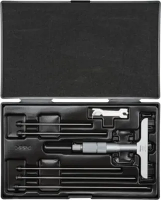 Produktbild von Mitutoyo Tiefenmessschraube, wechselbare Einsätze 0-150 mm, 101 mm Basis