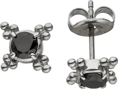 Produktbild von Ohrstecker Ohrschmuck aus Edelstahl 7,7mm mit Zirkonia schwarz Ohrringe Damen